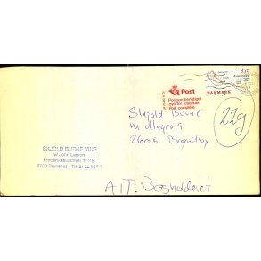 Efterporto - Brev fra Brndby  15 - 8 - 1995 - Efterporto - Porto berigtiget overfor afsender !