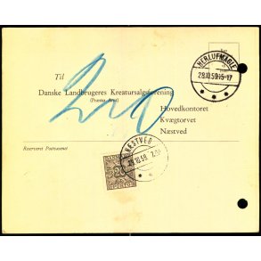 Efterporto - Tryksagskort fra Nstved  29 - 10 - 59