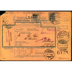 Adressekort fra Tjekkoslovakiet 13 - 5 - 27 - Oplagt p Aalborg Toldkammer m:m.