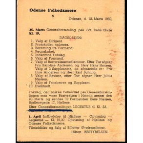 Odense Folkedansere - Tryksagskort u/n - Brugt