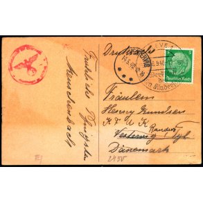 Censurpostkort fra Tyskland  14 - 5 - 40 - Til Randers