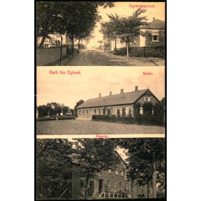 Parti fra Egtved - Forsamlingshus - Skolen - Mejeriet - M. Lauritsens Bogh. 29915  - Ubrugt - Klip !