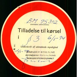 Tllladelse til K�rsel - BM 95302 - � 3 - 6/1 - 74