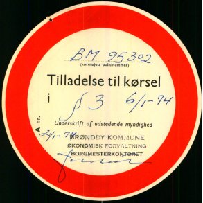 Tllladelse til K�rsel - BM 95302 - � 3 - 6/1 - 74