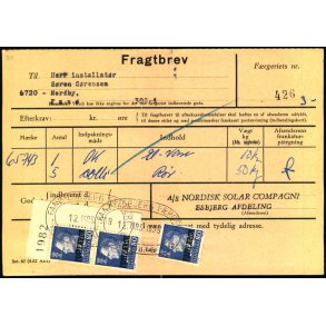 Fragtbrev - 3 x 80 re Fr IX  Prov. - Fra Esbjerg til Fan 12. Marts 1969