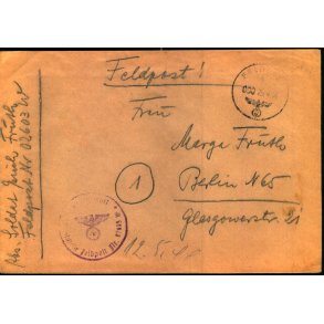 Tysk Feldpostbrev - Feldpoststempel 25 - 4 - 44 - Feldpost No. 02603 W - Til Berlin