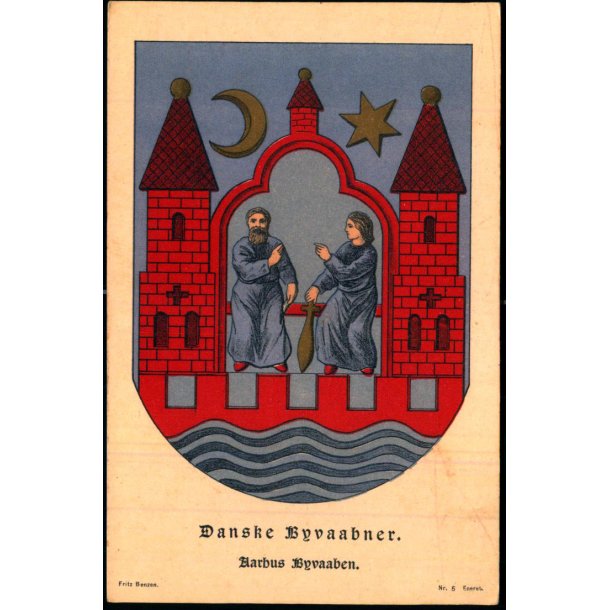 Danske Byvaabner - Aarhus Byvaaben - Fritz Benzen 5 - Ubrugt