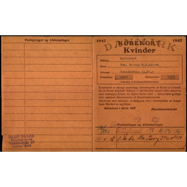 Kbekort - Kvinder med Ptegninger - 2 Verdenskrig