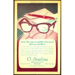 O. Sinding - Ure og Optik - Ebeltoft - Bagsiden er Trkpapir