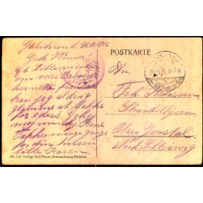 Feldtpost - 21 - 11- 16 - Til Nordschlesvig  - Forside : Galizische Scheunen