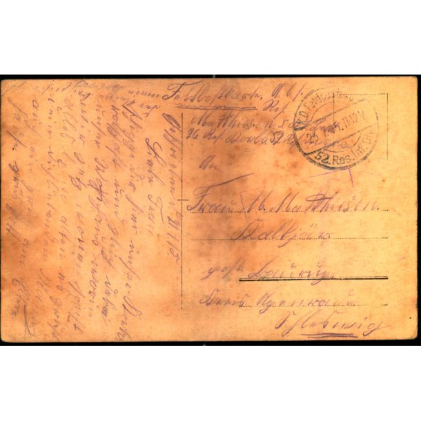 Feldtpostkarte - 23 - 7 - 15 - Til Schlesvig  - Forside : Soldaterfoto