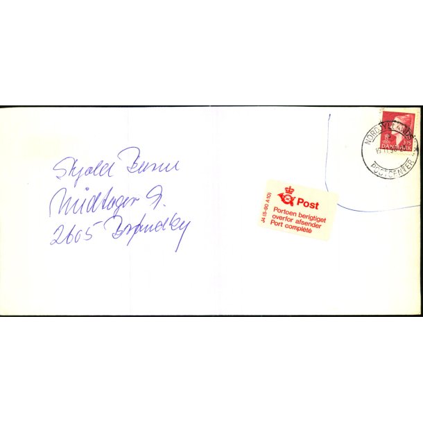 Efterporto - Brev fra Brndby  19 - 11 - 1998 - Efterporto - Porto berigtiget overfor afsender !