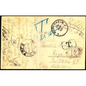 Efterporto - Postkort fra Tyskland  til Riga - Rusland 26 juni 09 - Portofri ? - T 25 c. 