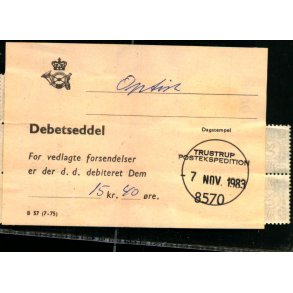 Efterporto - Debetseddel 15,40  - 7. Nov 1983