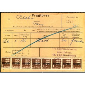 Fragtbrev - 8 x 1kr Rigsvben Prov.  - Fra Esbjerg til Fan ? - ?