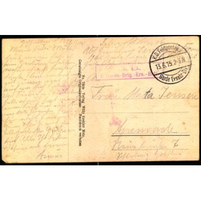 Feldpost - K.D. Feldpostxped.   13 -6 -15 - Til Apenrade - Billedside : Savonnire