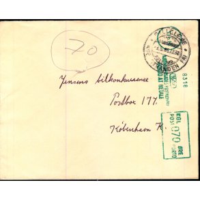 Efterporto - Ufrankeret Brev til Kbenhavn K  3 - 5 - 66 - Efterporto 70 re.