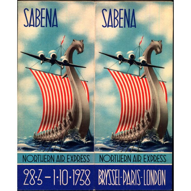 Sabena - Northern Air Express 28 - 3 - 1 - 10 - 1938 - Folder 3 Sider.