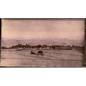 Varde set fra Sydost - Billede p� karton 13� x23 cm 