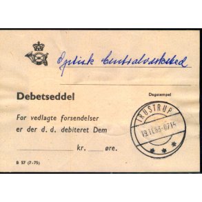 Efterporto - Debetseddel 6,20  -  Trustrup 19 - 11 - 83