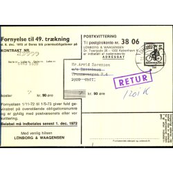 Postkvitering - Fornyelse til 49. trkning - Retur 27 - 11 - 71 -  Brugt