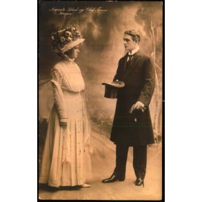 Augusta Blad og Olaf Fnss i Kongen - Fotokort u/n - Brugt