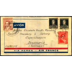 Luftpost Brev fra Argentina til Danmark - 29 - 12 - 1935 - Mange stempler p bagsiden !