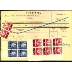 Fragtbrev - 4 x 80 re Fr IX  - 8x 5 re Blgelinie Prov. - Fra Esbjerg til Fan 18. Aug. 1971