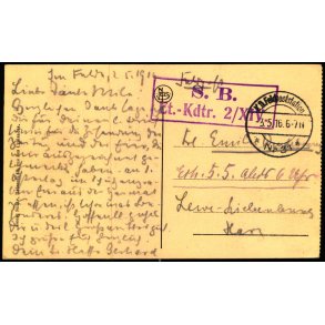 Feldpost - K.D. Feldpoststation  3 - 5 - 16  - Til Harz - Billedside : Laon