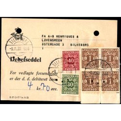 Efterporto - Debetseddel Silkeborg 9 - 11- 60 -  4 kr. 70 re - Arkivhuller!