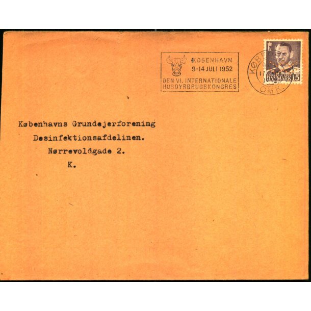 Perfin - Kbenhavns Kommune p Brev - Kbenhavns Grundejerforening - Stemplet