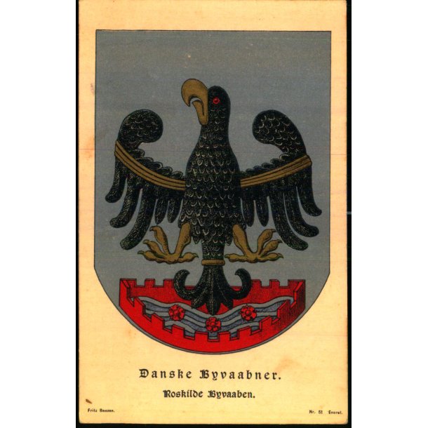 Danske Byvaabner - Roskilde Byvaaben - Fritz Benzen 51 - Ubrugt