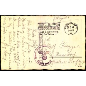 Tysk Feldpostkort - Heidelberg 24 - 3 - 42 - Brevsensur