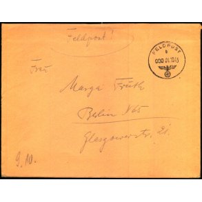 Tysk Feldpostbrev - Feldpoststempel 1 - 10 - 43 - Feldpost No. 02603 W - Til Berlin