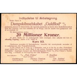 Indbydelse til Aktietegning - Dampskibsselskabet "Guldflod" A/S - u/n - Brugt