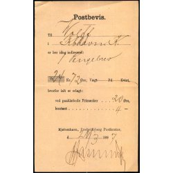 Postbevis - Pengebrev - Koldingf 21 - 3 -1897
