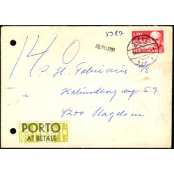 Efterporto - Brev fra Stege til Slagelse 22 - Maj 1980 - Efterporto 140 re.