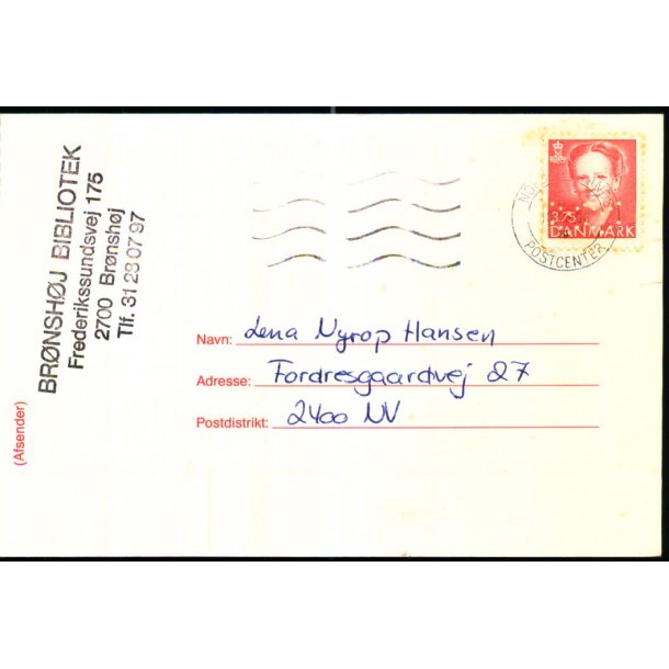 Perfin - Kbenhavns Kommune p Brev - Brnshj Bibliotek - Stemplet