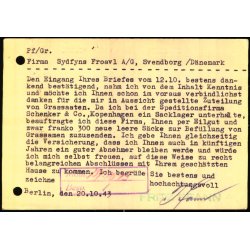 Censurkort fra Tyskland -  20 - 10 - 43 - Til Danmark