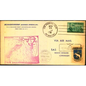 Luftpost Brev fra U.S.A. til Danmark - Polarflyvning - 20 - 11 - 52