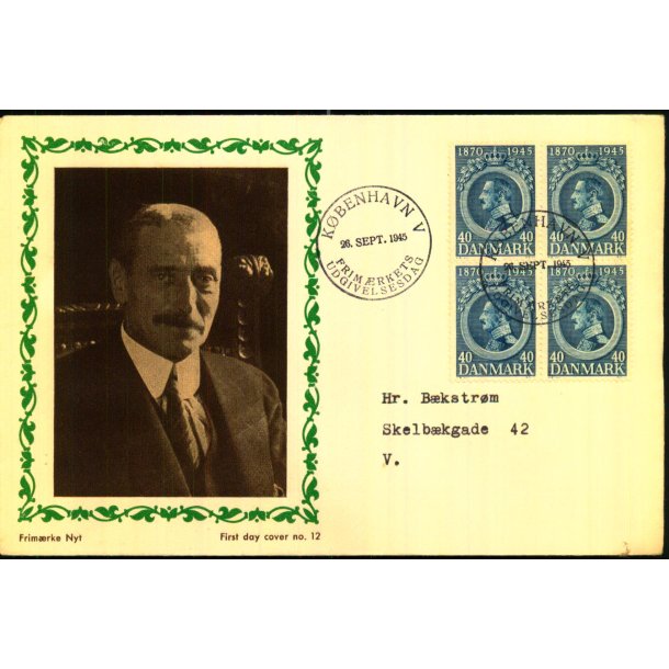 Kong Christian d. X - 75 rs Fdselsdag - Frstedagskuvert.