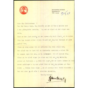 Autograf - Brev fra Holmens Kirke - Harald Sandbk - 1968