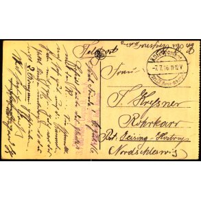 Feldtpost - 7 - 7- 16 - Til Nordschlesvig  - Forside : Dinant