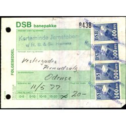 Banepakke DSB - Flgeseddel - 11 - 5 - 77 - 4x500 re - Stemplet