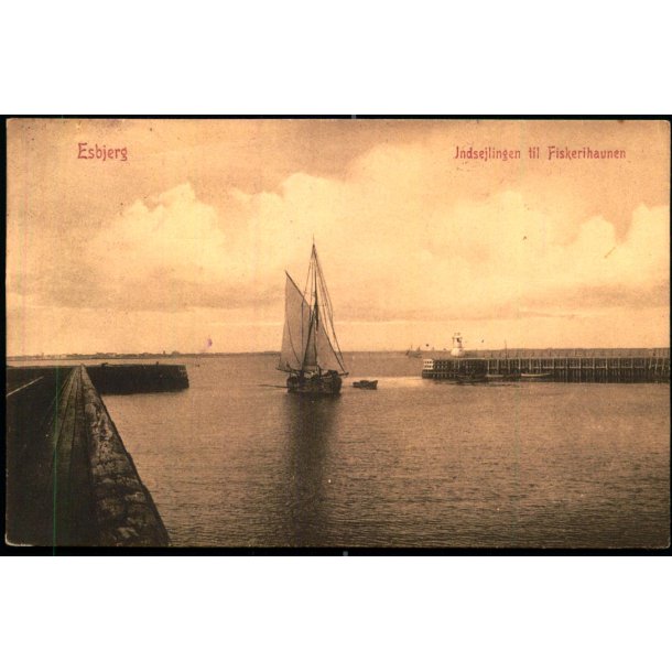 Esbjerg - Indsejlingen til Fiskerihavnen - W.K.F. 3419 - Brugt