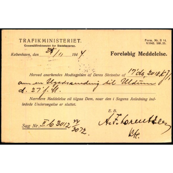 Trafikministeriet - Statsbanerne - Kbh. - u/n - Brugt