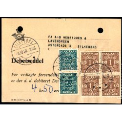Efterporto - Debetseddel Silkeborg 3 - 10 - 60 -  4 kr. 50 re - Arkivhuller!