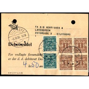 Efterporto - Debetseddel Silkeborg 3 - 10 - 60 -  4 kr. 50 re - Arkivhuller!
