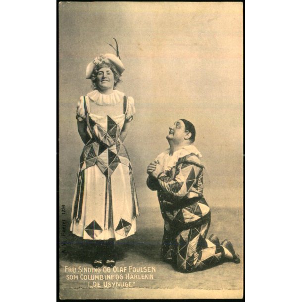 Fru Sinding og Olaf Poulsen som Columbine og Herlekin i "De Usynlige" - Alex Vincent 1259 - Brugt