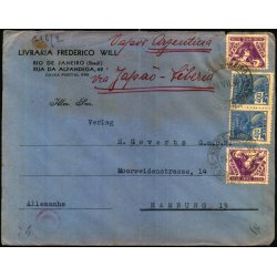 Luftpost - Censurbrev fra Brasilien  Via Sebirien - Argentina  24 - 7 - 40 - Til Hamburg